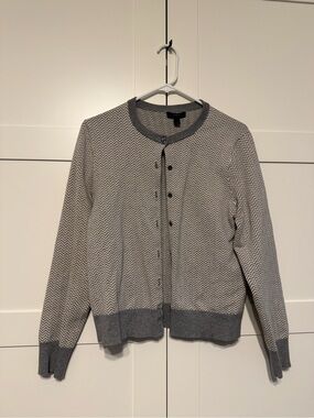 J. Crew Gray Chevron Knit Cardigan